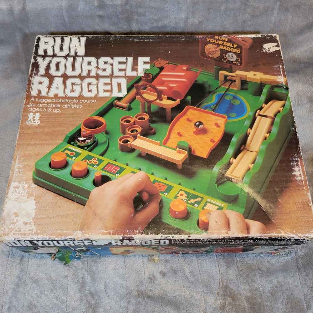 Tomy Run Yourself Ragged Game Vintage 1979 Green Orange Retro Obstacle Course